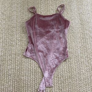 Pink Velvet Bodysuit with Adjustable Straps